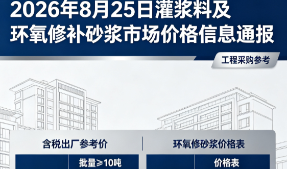 普陀2026年8月25日灌浆料及环氧修补砂浆市场价格信息通报
